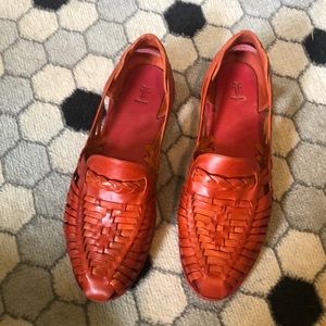 Red Frye Huarache Sandals